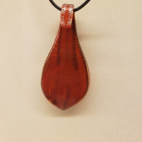 GLASS Teardrop  Pendant Necklace brown gold black - Picture 3 of 5
